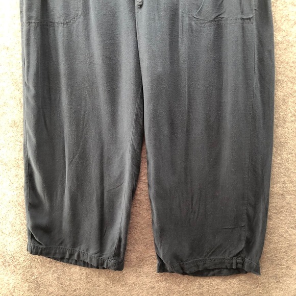 Splendid Linen Blend Crop Pants Womens L Navy Wide Leg High Rise Pull On - Picture 7 of 10
